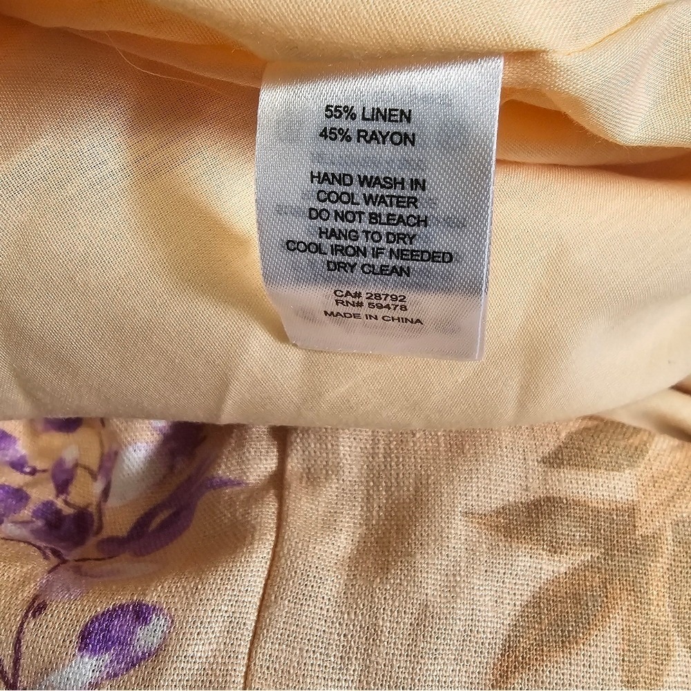 House of Harlow 1960 Peach Purple Floral Linen Blend Boho Midi Dress Size Medium - Picture 6 of 9